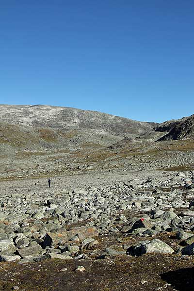 Durch die Steinwüste am Trehakfjellet