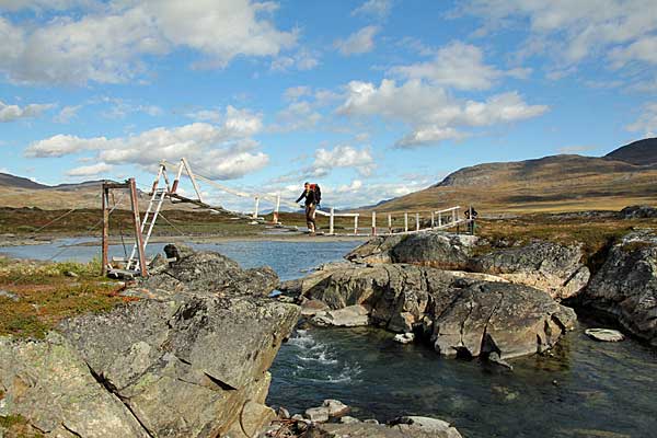 Hängebrücke über den Čunojohka