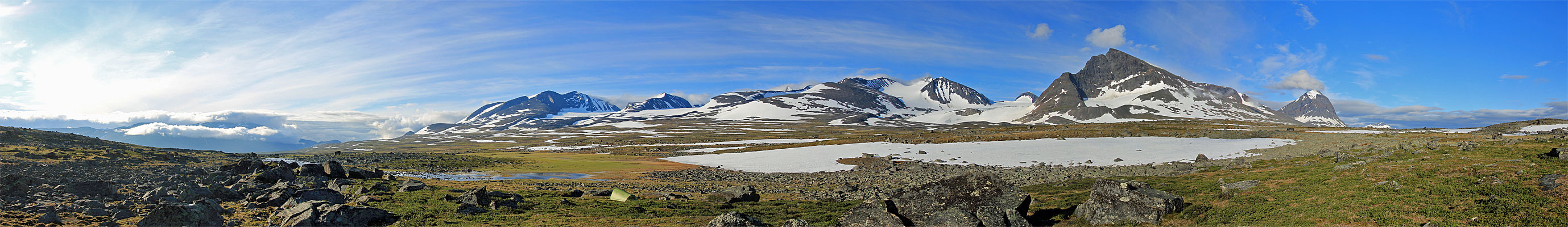 Blick zum Sarek-Massiv