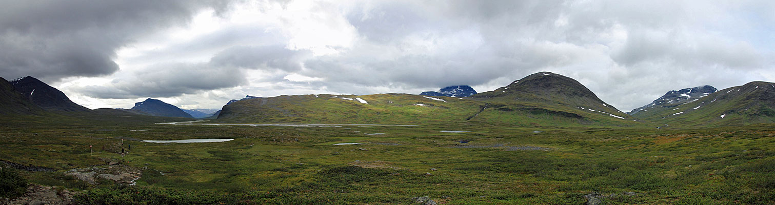 Panorama des Tjäktjavagge nördlich des Guobirjohka