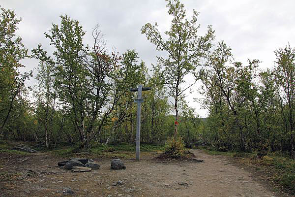 Wegweiser zum Tältlägret am Kungsleden