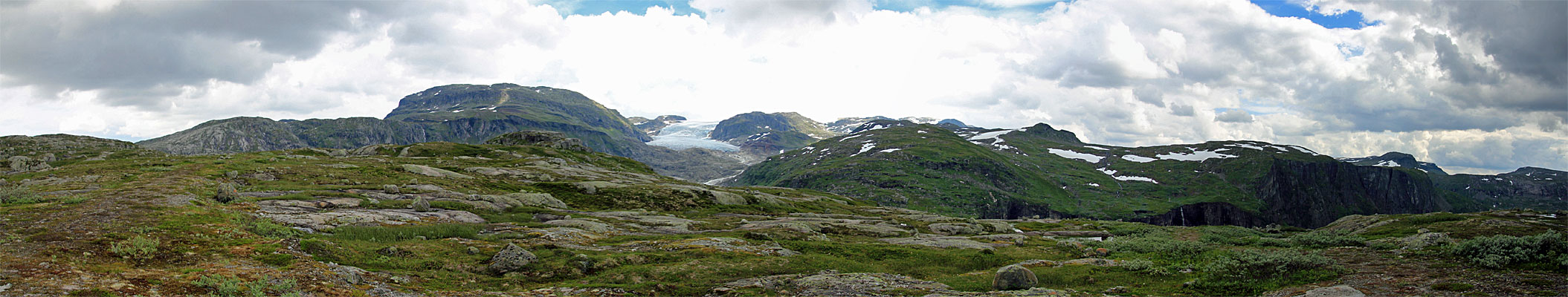 Panorama vom Grønedalen zum Hardangerjøkulen