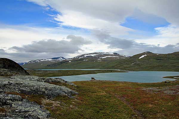 Blick zur Halbinsel zwischen Rádujávri und Alisjávri