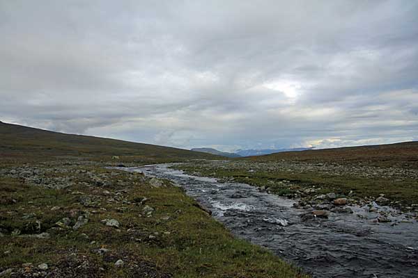 Fluss auf dem Tjievrjávrre