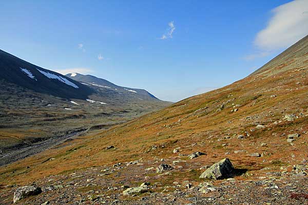 Vállevágge mit dem Tarrekaise-Massiv