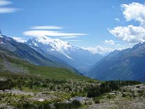 Blick zum Mont Blanc und Chamonix