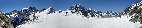 Blick zum Mont Collon, E'Lveque, Petit Mont Collon und Glacier d'Otemma