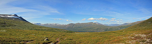 Panorama vorm Abstieg zum Teusajaure