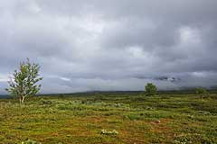 Wolken ziehen am Boarekjåhkkå entlang