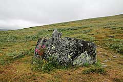 Felsen mit Wegmarkierung