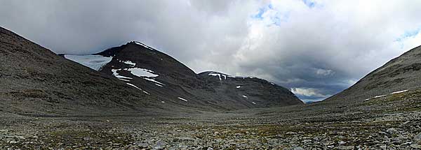 Gletscher am Skájdetjåhkkå