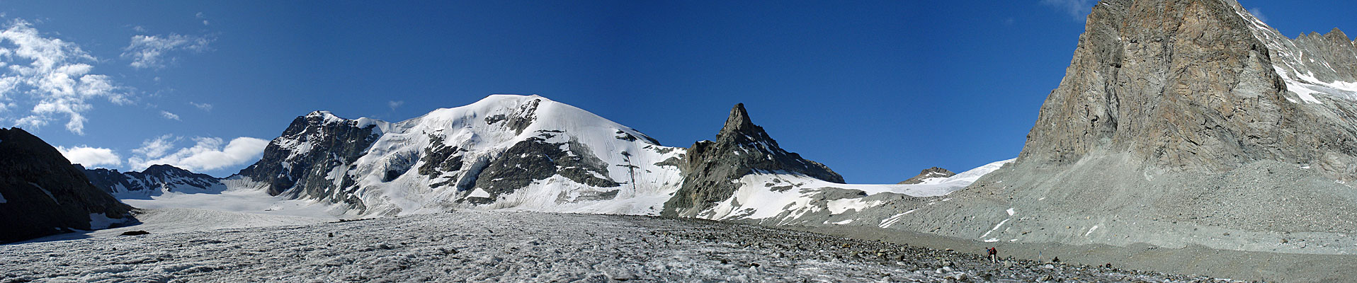 Auf dem Haut Glacier d'Arolla mit Blick auf den Mont Brule