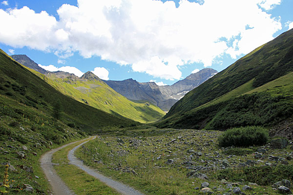 Auf dem Fahrweg im Val Plazbi