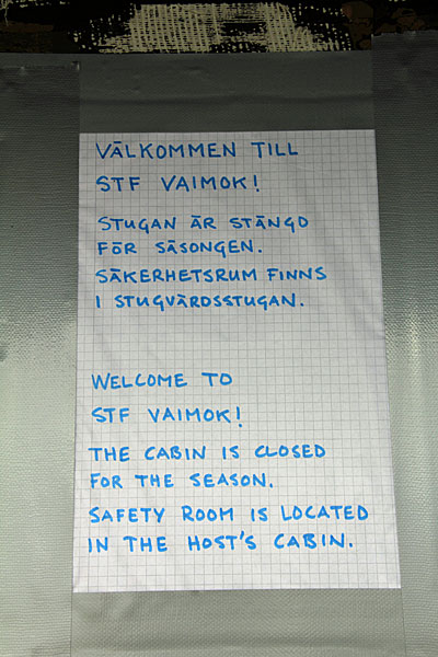 Nachricht an der Vájmokstugan