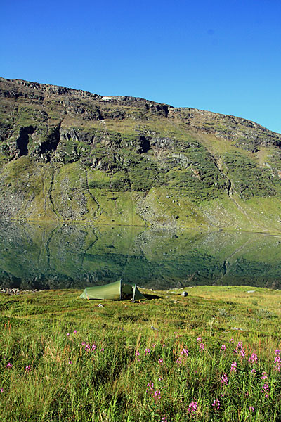 Zeltplatz am Baijmus Gorsajávri