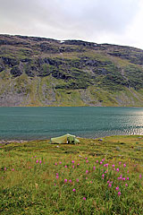Zeltplatz am Baijmus Gorsajávri